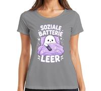 Camiseta Social Batería Vacía Introvertido Espíritu Mujer, gris, XXL