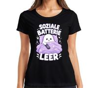 Camiseta Social Batería Vacía Introvertido Espíritu Mujer, Negro , XXL