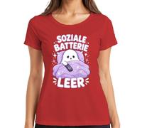 Camiseta Social Batería Vacía Introvertido Espíritu Mujer, rojo, XXL