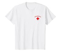 Camiseta Socorrista (Diseño Detrás) Trabajar Playa Socorro Camiseta, Niños, Blanco, 4 años