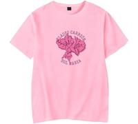 Camiseta Sol María de Eladio Carrión para mujer y hombre, estilo retro, cuello redondo, manga corta, rosa, L