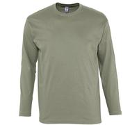 Camiseta Sols Manga Larga Algodón Cuello Redondo Gris Colores S-XXXL 4XL 5XL