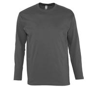 Camiseta Sols Manga Larga Algodón Cuello Redondo Gris Colores S-XXXL 4XL 5XL