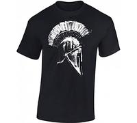 Camiseta: Spartaner - Streetwear casco Sparta deporte ropa hombre mujer - Spartan Train Hard Gym Fitness Body-Building - Muscle-Shirt Kraft - MMA Fight Boxers artes marciales - Athletic, Negro , XL