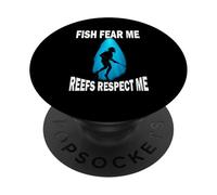 Camiseta Spearfishing Buceo Caza Fish Fear Me PopSockets PopGrip Adhesivo