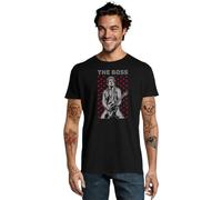 Camiseta Springsteen The Boss Rock música Concierto (FR/ES, Letras, XXL, Regular, Regular, Negro Logo Gris)