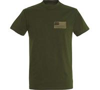 Camiseta: Stars and Stripes con Bordado/Negro - Bandera USA T-Shirt - Regalo Hombre-s y Mujer-es - Estados Unidos de América - United States - Bike-r Rock Motero Chopper - US-Army Camo