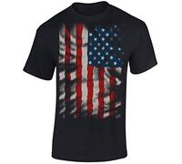 Camiseta: Stars and Stripes Flow Diseño - Bandera USA T-Shirt - Regalo Hombre-s y Mujer-es - Estados Unidos de América - United States - Bike-r Rock Motero Chopper - Army (XL)