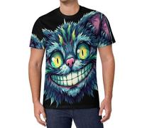 Camiseta Streetwear Hombre Resumen Animal, Camiseta 3D Manga Corta Cuello Redondo Casual Hip Hop Verano, Diseño Original Ilustraciones De Gatos De Dibujos Animados S-6Xl