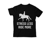 Camiseta Stress Less Ride More con diseño de caballo y cuello en V para mujer y hombre, Negro-1, XXL