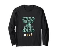 Camiseta Stressed Blessed and Coffee Obsessed Manga Larga