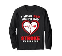 Camiseta Stroke Awareness - I Wear Red for my Dad Manga Larga