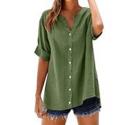 Camiseta suelta Top Stand Solid Color Sleeve Collar Casual Women's Shirt Women's Shirt Damen Bluse Kurzarm Chiffon, Jn, 5XL