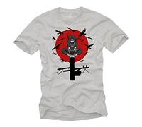 Camiseta Superheroe Hombre - Manga Corta - Itachi - Regalos Frikis Anime Manga Gaming Gris S