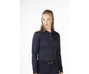 Camiseta técnica HKM Style Polo Shirt Rosegold Glamour Style Longsleeve - Deep Blue/ Rose Gold / XS