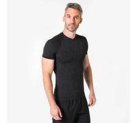 Camiseta térmica de fútbol manga corta adulto negro keepdry 500 L