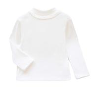 Camiseta térmica de manga larga para niña, parte superior de invierno con forro polar suave como capa base cálida, camiseta cómoda para niños con cuello de media tortuga, Blanco, 3-4 Años