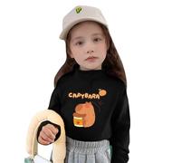 Camiseta térmica de manga larga para niña, suave, cálida, moderna para temporada fría, Negro , 6-7 años