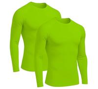 Camiseta térmica Hombre Deporte Transpirable y Ligera de Manga Larga con diseño anatómico y Cuello Redondo | Tejido técnico | Pack 1 o 2 und (FR/ES, Letras, M, L, Regular, Regular, 2, Lima)