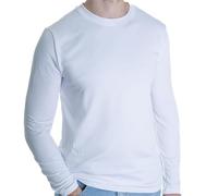 Camiseta Térmica Hombre, Manga Larga, Antibacterial, Transpirable, Ideal para Deportes y Climas Fríos y Ultra Suave (FR/ES, Letras, M, Regular, Regular, Blanco)