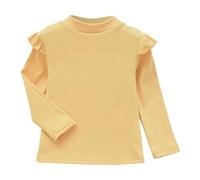 Camiseta Térmica Infantil de Manga Larga con Cuello Forro Polar para Niñas Invierno Cálida y Confortable (Yellow, 4-5 Years)