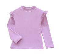 Camiseta Térmica Infantil de Manga Larga con Cuello Forro Polar para Niñas Invierno Cálida y Confortable (Purple, 8-9 Years)