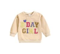 Camiseta Térmica Infantil de Manga Larga con Diseño Estampado para Bebés y Niñas Recién Nacidas (Beige, 18-24 Months)