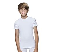 Camiseta térmica Interior de Algodón para Niños - Camiseta Infantil íntima Manga Corta y Cuello Redondo en Punto canalé, clásica, cómoda y Suave