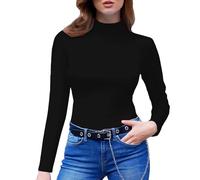 Camiseta Termica Mujer Deporte Manga Larga Cuello Redondo Protección Térmica Y Confort Básica Top Elegante Algodón Básica Lisa Elástica Ajustada Estilo Y2k Ideal para Salir Tipo Túnica