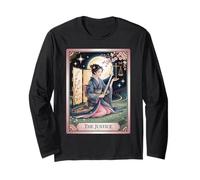 Camiseta The Justice Tarot Card Japanese Cherry Blossom V2 Manga Larga