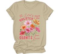 Camiseta The Lord is Greater Than The Giants You Face, The Lord is Greater Than The Giants You Face, caqui, L