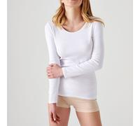 Damart Camiseta de Manga Larga de canalé Fino Thermolactyl Ropa Interior, Blanco, XL para Mujer