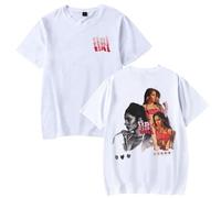 Camiseta Tini Stoessel Fresa para mujer y hombre, estilo casual, cuello redondo, manga corta, retro, clásica, estilo casual, blanco, XXS