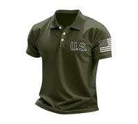 Camiseta tipo polo de rugby para hombre, ajuste holgado, a la moda, con estampado 3D, con solapa, blusa Henley para hombre, para golf, rugby, tenis, verde, S