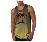 Camiseta Tirantes Hombre Baloncesto, Camiseta sin Mangas con Cuello Redondo y Estampado de árbol en Degradado para Hombre, Ideal para Uso Diario Informal y Entrenamiento en el Gimnasio.