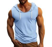 Camiseta Tirantes Hombre, Chaleco Deportivo con Capucha para Hombre, Color Liso, sin Mangas, Corte Holgado, para Gimnasio, Ropa Deportiva para Entrenamiento