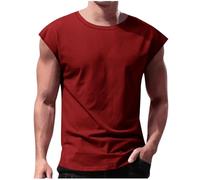 Camiseta Tirantes Hombre,Talla Grande Camisetas Sin Mangas para Hombres Casual Suelta Cuello Redondo Chaleco Entrenamiento Culturismo Camisetas Deportivo Básico Diario Color Sólido tee