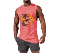 Camiseta Tirantes Hombre Verano con Estampado Playa Palm Beach Tank Top Basic Camisetas sin Mangas Hawaiano Vacaciones Chalecos Deportivos Original Casual Chandal T-Shirt para Correr Entrenamiento Gym
