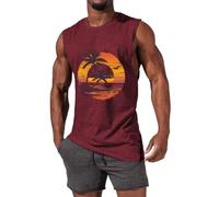 Camiseta Tirantes Hombre Verano con Estampado Playa Palm Beach Tank Top Basic Camisetas sin Mangas Hawaiano Vacaciones Chalecos Deportivos Original Casual Chandal T-Shirt para Correr Entrenamiento Gym