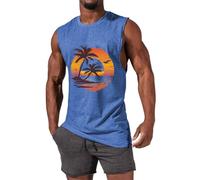Camiseta Tirantes Hombre Verano con Estampado Playa Palm Beach Tank Top Basic Camisetas sin Mangas Hawaiano Vacaciones Chalecos Deportivos Original Casual Chandal T-Shirt para Correr Entrenamiento Gym