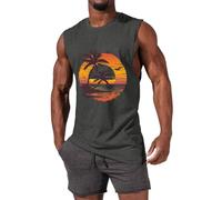 Camiseta Tirantes Hombre Verano con Estampado Playa Palm Beach Tank Top Basic Camisetas sin Mangas Hawaiano Vacaciones Chalecos Deportivos Original Casual Chandal T-Shirt para Correr Entrenamiento Gym