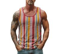 Camiseta Tirantes Hombre Verano Playa Moda Rayas Estampado Camisetas sin Mangas Hawaiano Vacaciones Chalecos Deportivos Original Casual Chandal Tank Top T-Shirt Basic Talla Grande Correr Entrenamiento