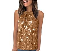 Camiseta Tirantes Mujer,Mis Pedidos Camiseta Sin Mangas Cuello Halter Lentejuelas Camisetas de Tirantes Sin Manga Purpurina Top Halter Camisola Elegante Brillo Chaleco Sueltos Tank Tops Fiesta Club