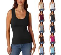 Camiseta Tirantes Sin Mangas Mujer de verano holgadas versátil, monocolor, informal deportiva para correr Cuello Redondo Basica Tops IR al Trabajo, Citas, Vacaciones