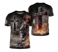 Camiseta Todo Lo Puedo En Cristo, Cristianismo, Versículo T-Shirt Moderna Camisetas Básicas Transpirable Manga Corta para Senderismo Camping Running 3XL