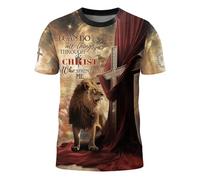 Camiseta Todo Lo Puedo En Cristo, Cristianismo, Versículo T-Shirt Moderna Shirts Transpirable Camisetas Básicas para Regular Running Camping 3XL