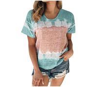 Camiseta Top Mujer Primavera Verano Casual Cuello Redondo Manga Corta Estampado Plus Size Camisa Top, 1 azul cielo, XXXXL