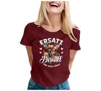 Camiseta tradicional Oktoberfest para mujer con diseño de ciervo, camiseta de algodón puro para festival, cómoda camiseta de estilo alemán, Vino, XXL
