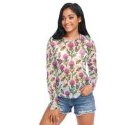 Camiseta transparente para mujer, cardo escocés y abejorros para amantes de las abejas, manga larga de malla transparente, talla S, Cardo escocés y abejorros para amantes de las abejas, M