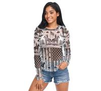 Camiseta transparente para mujer, diseño de cuerda del equipo de la bandera de Estados Unidos, diseño de rodeo del oeste de caballos, malla con cuello redondo, talla S, Bandera de Estados Unidos con